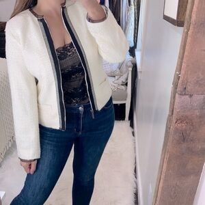 PAMELA Dennis wool blend zippered blazer jacket size small